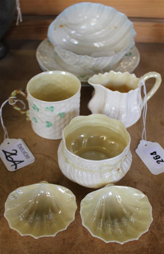 Eight items of Belleek, various dates (faults)